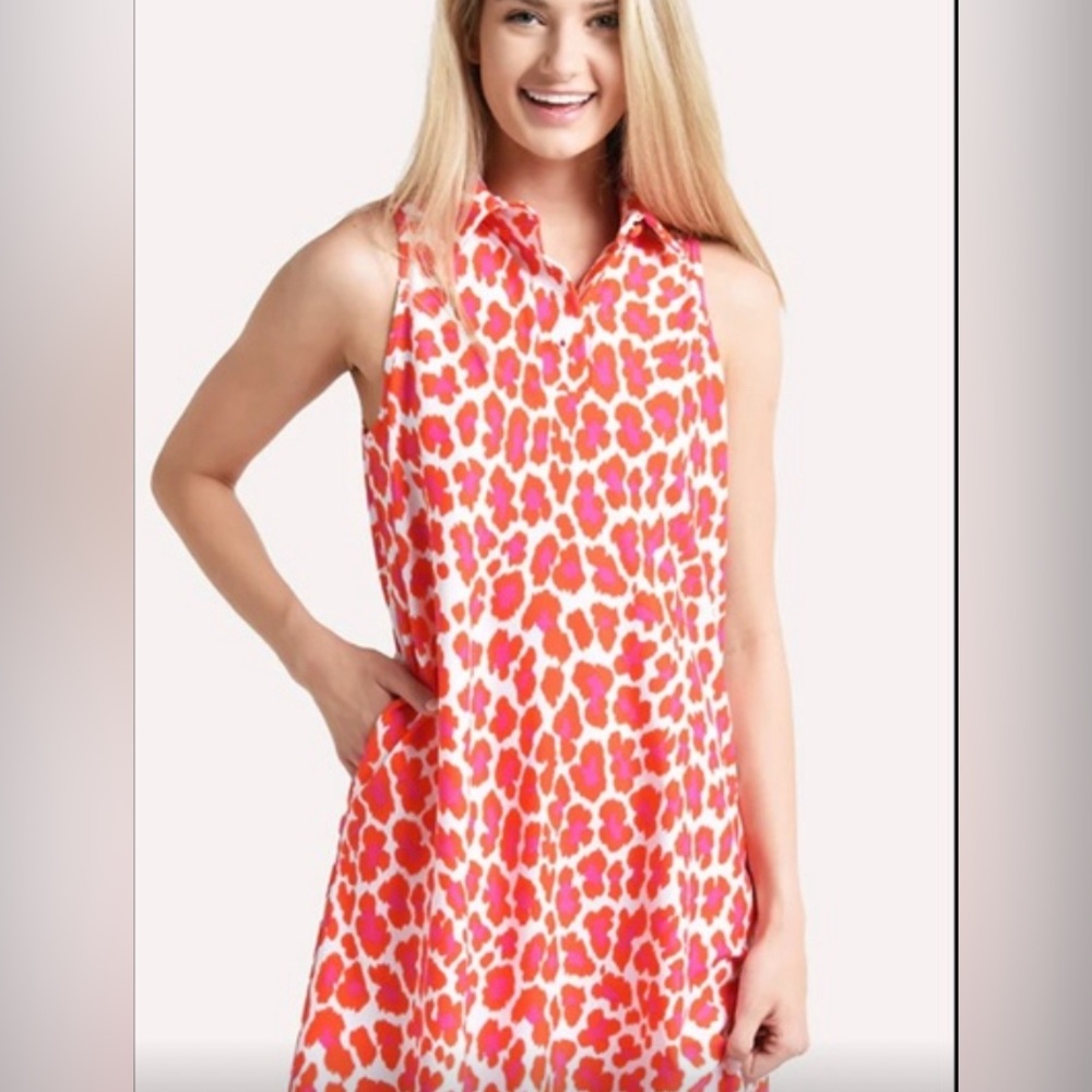 JUDE CONNALLY Harlee Dress in Pink/Orange/White Animal Print Size XS